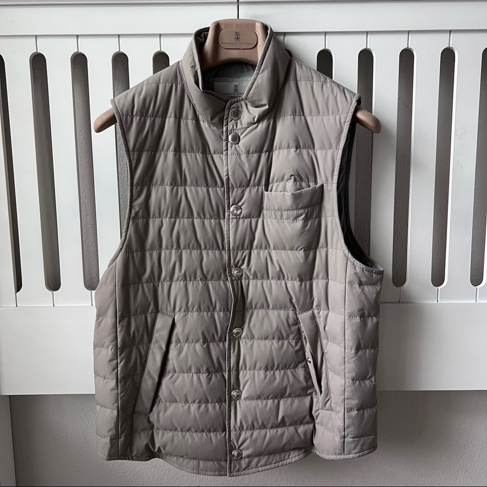 Brunello Cucinelli Men’s Snap Buttoned Goose Down Gilet, Size S